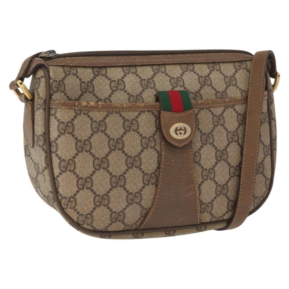 GUCCI GG Supreme Web Sherry Line Bag PVC Beige Gold 89 02 032 Auth 163510