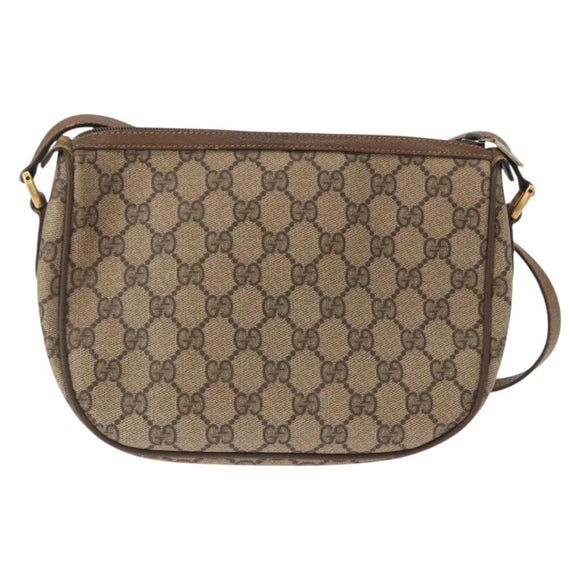 GUCCI GG Supreme Web Sherry Line Bag PVC Beige Gold 89 02 032 Auth 163510