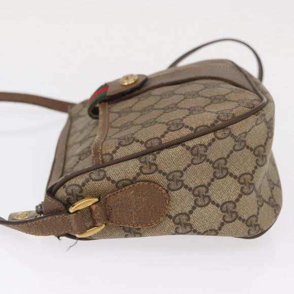GUCCI GG Supreme Web Sherry Line Bag PVC Beige Gold 89 02 032 Auth 163510