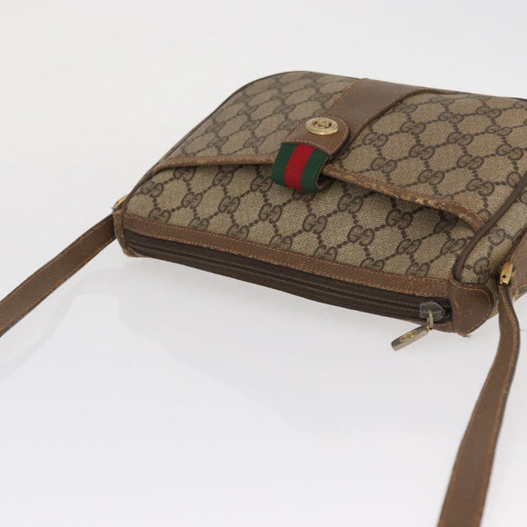GUCCI GG Supreme Web Sherry Line Bag PVC Beige Gold 89 02 032 Auth 163510