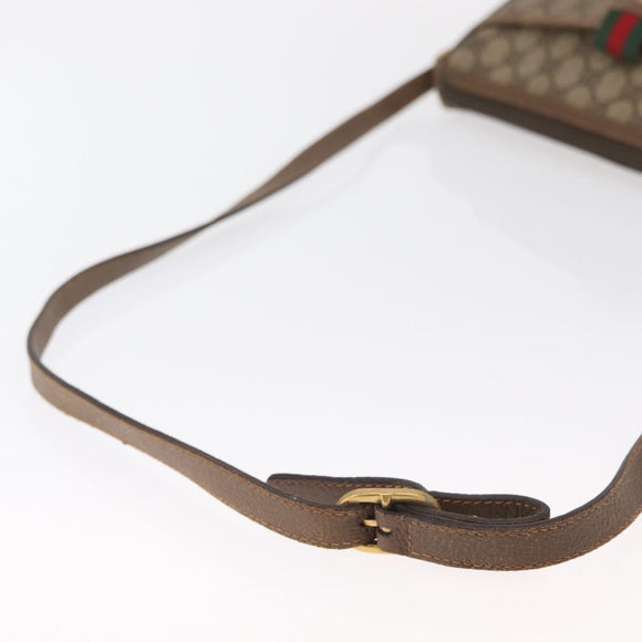 GUCCI GG Supreme Web Sherry Line Bag PVC Beige Gold 89 02 032 Auth 163510