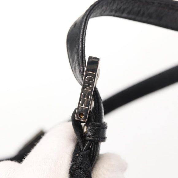 FENDI Mamma Baguette Shoulder Bag Nylon Black Silver Auth 163515