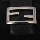 FENDI Mamma Baguette Shoulder Bag Nylon Black Silver Auth 163515-18