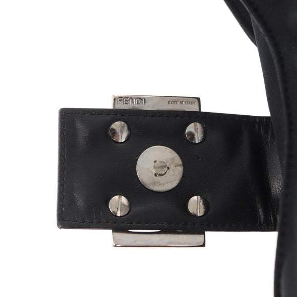 FENDI Mamma Baguette Shoulder Bag Nylon Black Silver Auth 163515