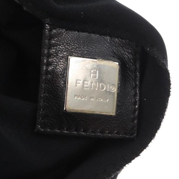 FENDI Mamma Baguette Shoulder Bag Nylon Black Silver Auth 163515