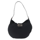 FENDI Mamma Baguette Shoulder Bag Nylon Black Silver Auth 163515-13