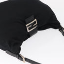FENDI Mamma Baguette Shoulder Bag Nylon Black Silver Auth 163515-6