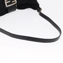 FENDI Mamma Baguette Shoulder Bag Nylon Black Silver Auth 163515-7