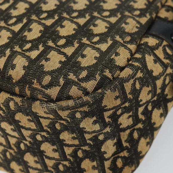 Christian Dior Trotter Canvas Shoulder Bag Black Gold Auth 163518