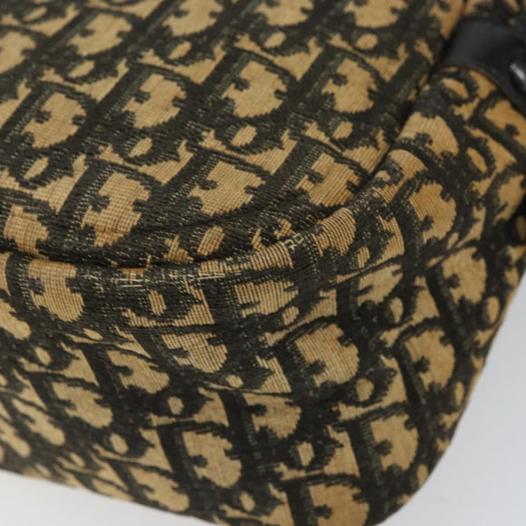 Christian Dior Trotter Canvas Shoulder Bag Black Gold Auth 163518