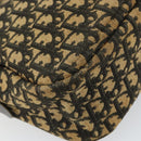 Christian Dior Trotter Canvas Shoulder Bag Black Gold Auth 163518-13
