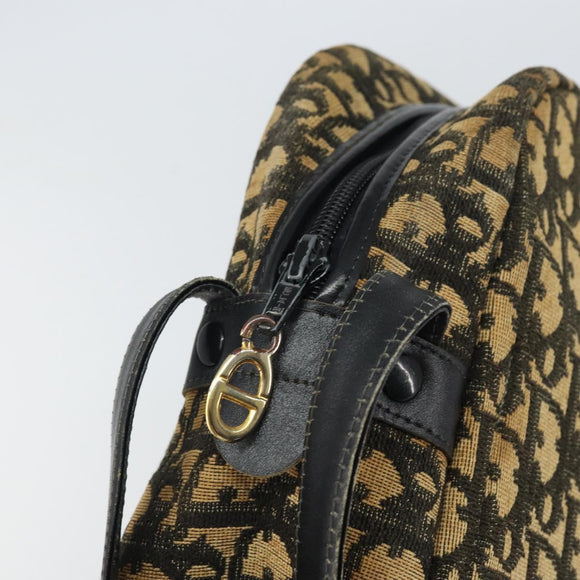 Christian Dior Trotter Canvas Shoulder Bag Black Gold Auth 163518