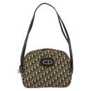 Christian Dior Trotter Canvas Shoulder Bag Black Gold Auth 163518-2