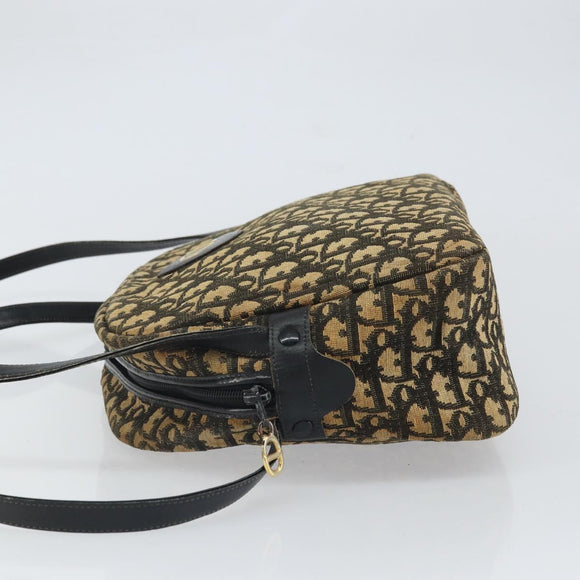Christian Dior Trotter Canvas Shoulder Bag Black Gold Auth 163518
