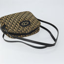 Christian Dior Trotter Canvas Shoulder Bag Black Gold Auth 163518-7