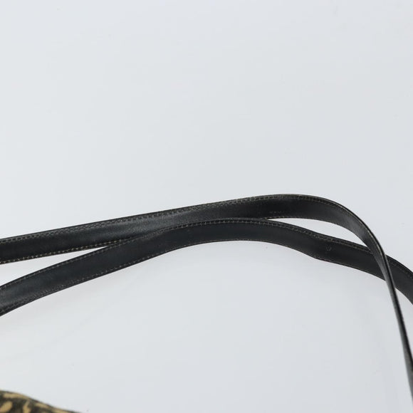 Christian Dior Trotter Canvas Shoulder Bag Black Gold Auth 163518
