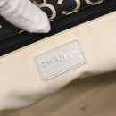 CHANEL By Sea Line Tote Bag Canvas Black Silver CC Auth 163519-17