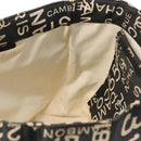 CHANEL By Sea Line Tote Bag Canvas Black Silver CC Auth 163519-18