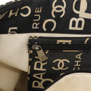 CHANEL By Sea Line Tote Bag Canvas Black Silver CC Auth 163519-22