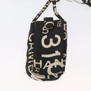 CHANEL By Sea Line Tote Bag Canvas Black Silver CC Auth 163519-23