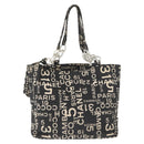 CHANEL By Sea Line Tote Bag Canvas Black Silver CC Auth 163519-13