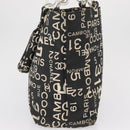 CHANEL By Sea Line Tote Bag Canvas Black Silver CC Auth 163519-3