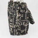 CHANEL By Sea Line Tote Bag Canvas Black Silver CC Auth 163519-4