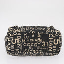 CHANEL By Sea Line Tote Bag Canvas Black Silver CC Auth 163519-5