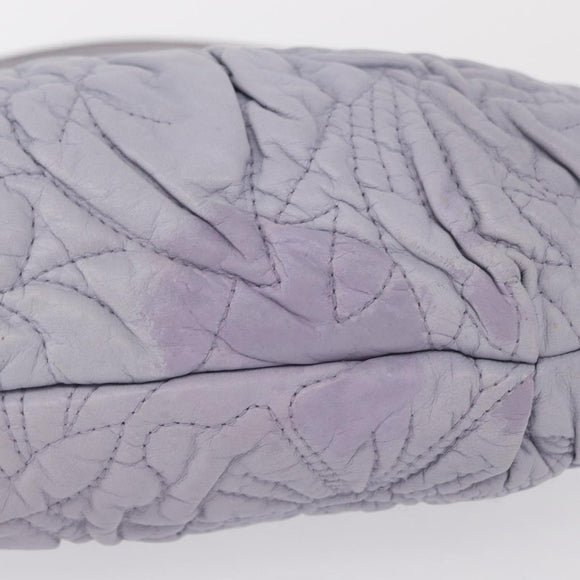 PRADA Flower Quilted Shoulder Bag Leather Gold lavender Auth 163520