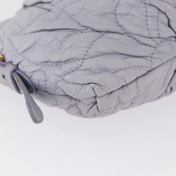 PRADA Flower Quilted Shoulder Bag Leather Gold lavender Auth 163520