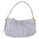PRADA Flower Quilted Shoulder Bag Leather Gold lavender Auth 163520-1