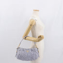 PRADA Flower Quilted Shoulder Bag Leather Gold lavender Auth 163520-25