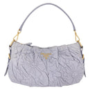 PRADA Flower Quilted Shoulder Bag Leather Gold lavender Auth 163520-13