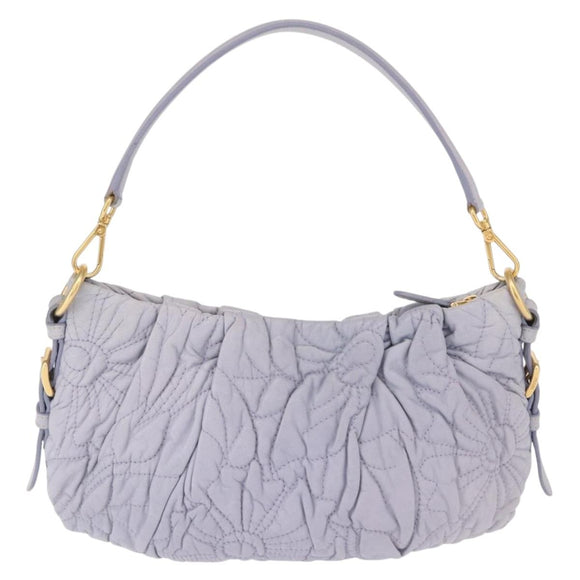 PRADA Flower Quilted Shoulder Bag Leather Gold lavender Auth 163520