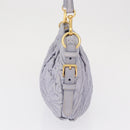 PRADA Flower Quilted Shoulder Bag Leather Gold lavender Auth 163520-3