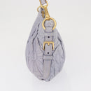 PRADA Flower Quilted Shoulder Bag Leather Gold lavender Auth 163520-4