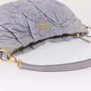 PRADA Flower Quilted Shoulder Bag Leather Gold lavender Auth 163520-7