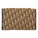 Christian Dior Trotter Canvas Chain Shoulder Bag Beige Gold Auth 163522-3