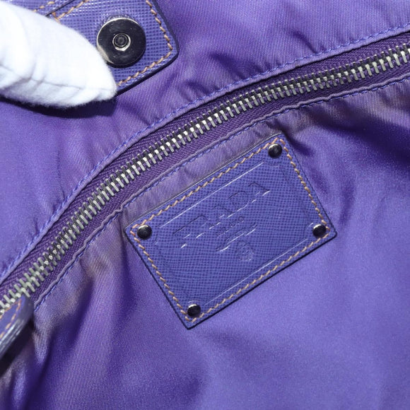 PRADA Tote Bag Nylon Purple Silver Auth 163524