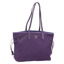 PRADA Tote Bag Nylon Purple Silver Auth 163524-1