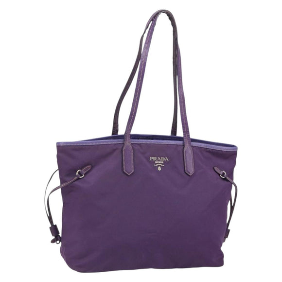PRADA Tote Bag Nylon Purple Silver Auth 163524
