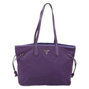 PRADA Tote Bag Nylon Purple Silver Auth 163524-13