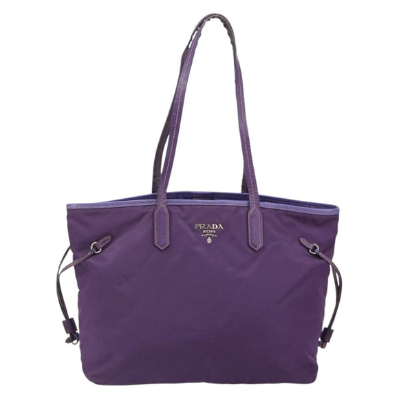 PRADA Tote Bag Nylon Purple Silver Auth 163524