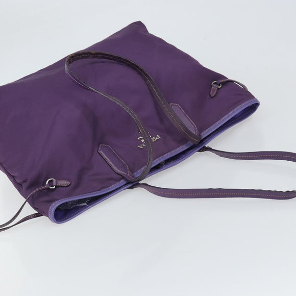 PRADA Tote Bag Nylon Purple Silver Auth 163524