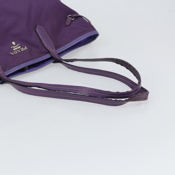 PRADA Tote Bag Nylon Purple Silver Auth 163524
