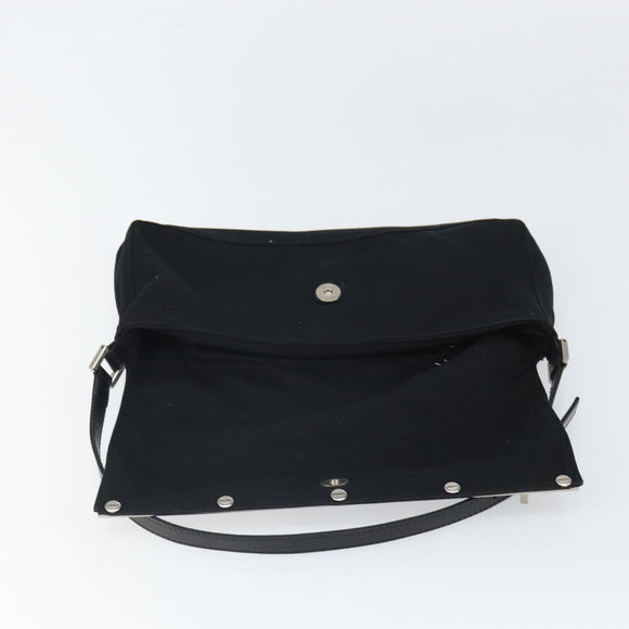 FENDI Shoulder Bag Cotton Black Silver Auth 163537