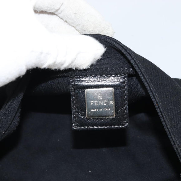 FENDI Shoulder Bag Cotton Black Silver Auth 163537