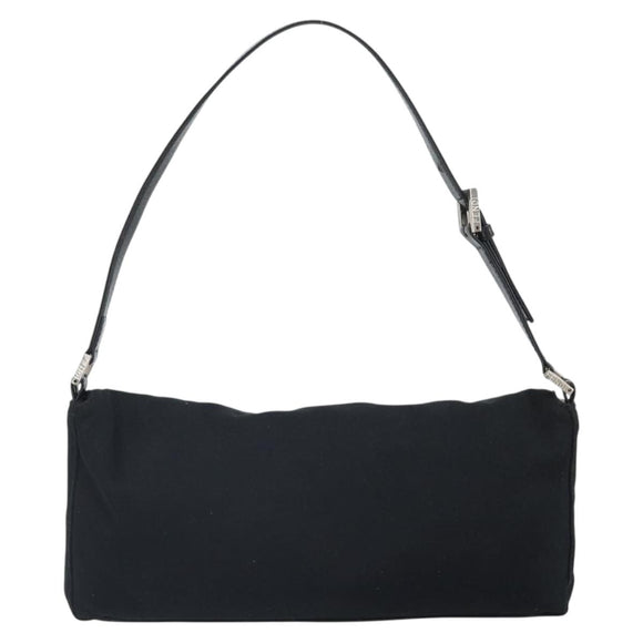 FENDI Shoulder Bag Cotton Black Silver Auth 163537