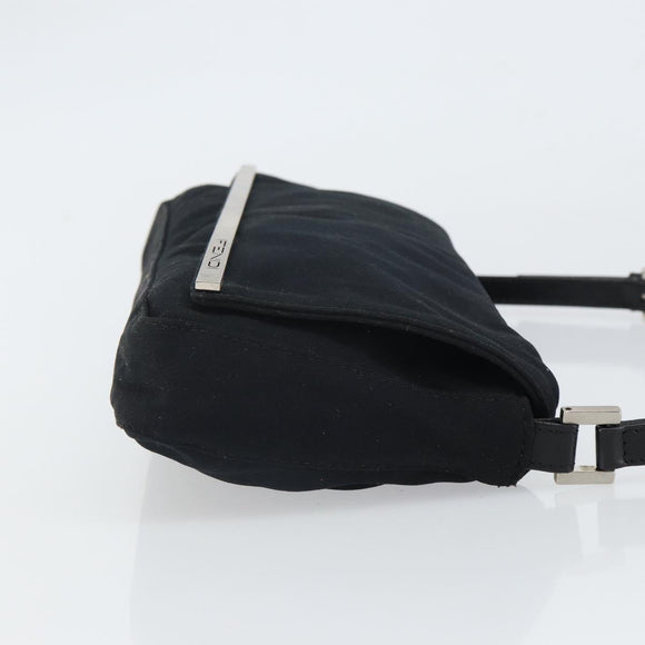 FENDI Shoulder Bag Cotton Black Silver Auth 163537