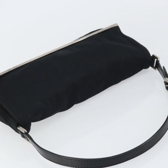 FENDI Shoulder Bag Cotton Black Silver Auth 163537